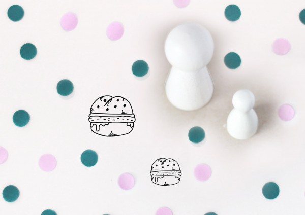 Kleiner Stempel mit Motiv: Burger