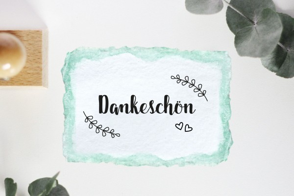 Textstempel: Dankeschön, mit Verzierung