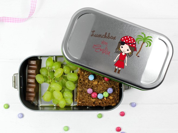 personalisierte Lunchbox mit Piratendesign dür Mädchen